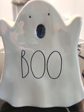 Rae Dunn Iridescent BOO Ghost Figurine Artisan Collection Halloween Decor HTF